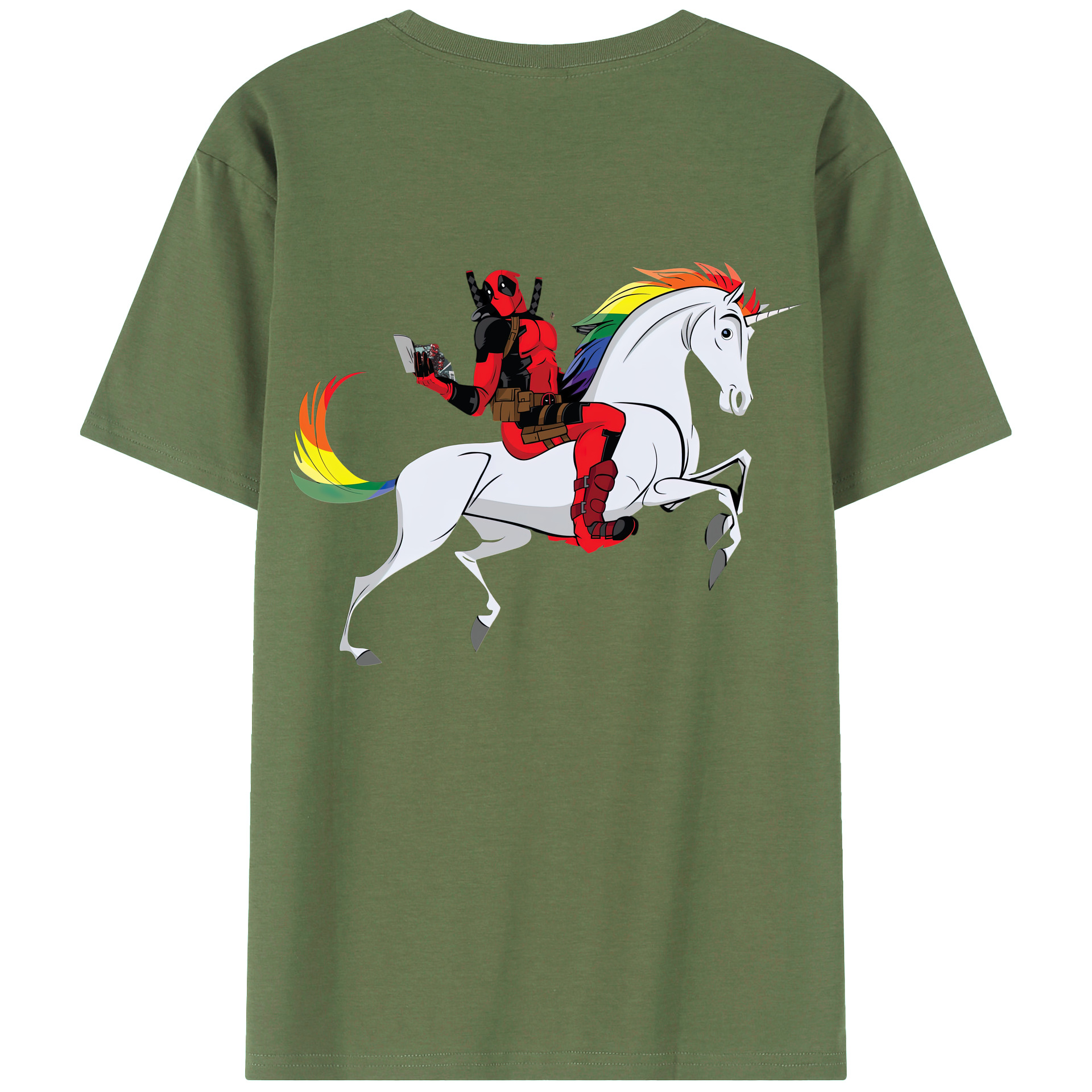 （画像用） Deadpool デッドプール 綿100％ メンズ半袖Tシャツ（バックプリント） 通気性